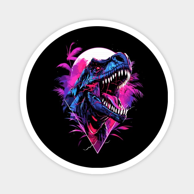 Synthwave T-Rex Magnet by crula